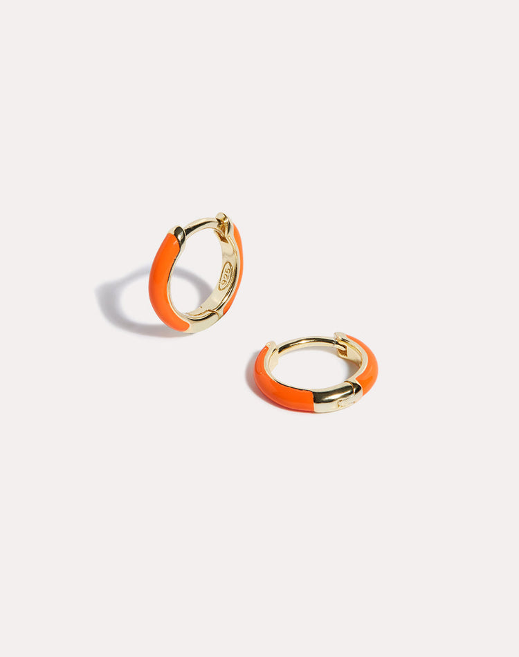 Clementine Enamel Gold Hoop Earrings